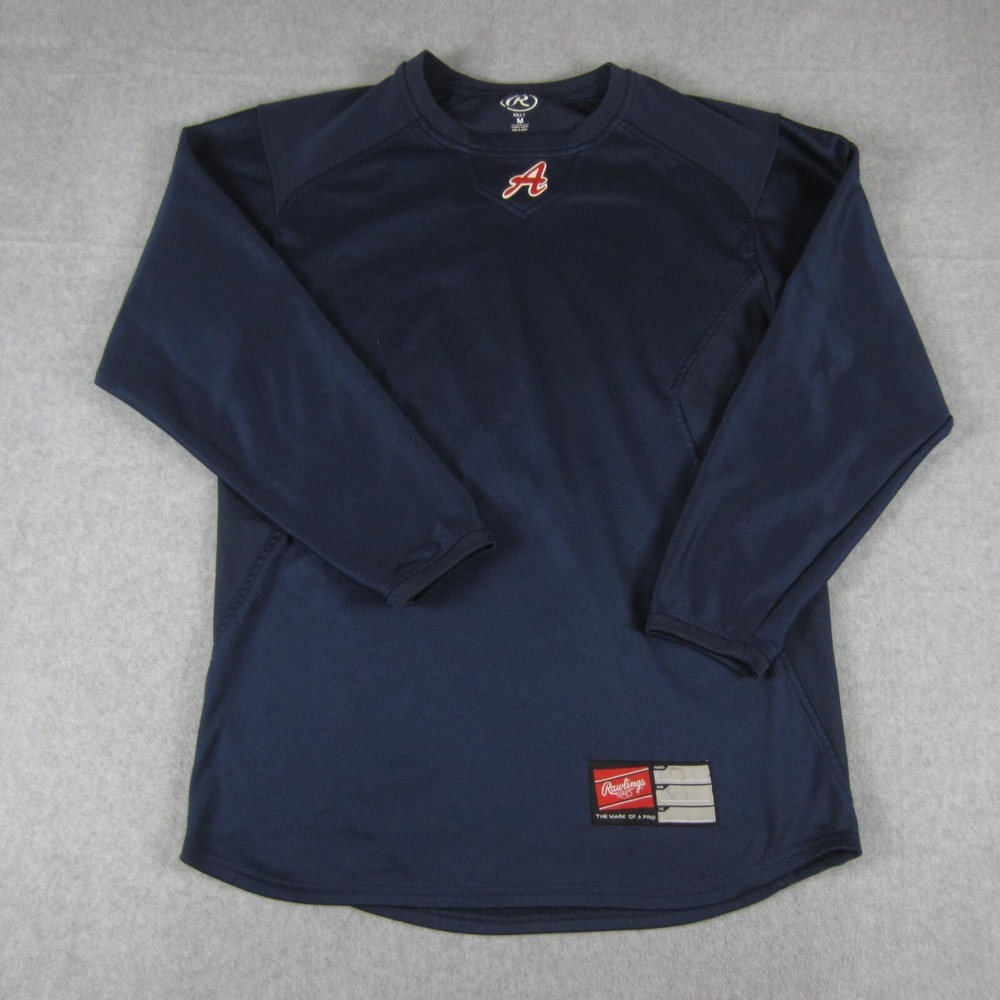 Atlanta‎ Braves Pullover  Mens Medium Blue Baseball Sweatshirt Rawlings